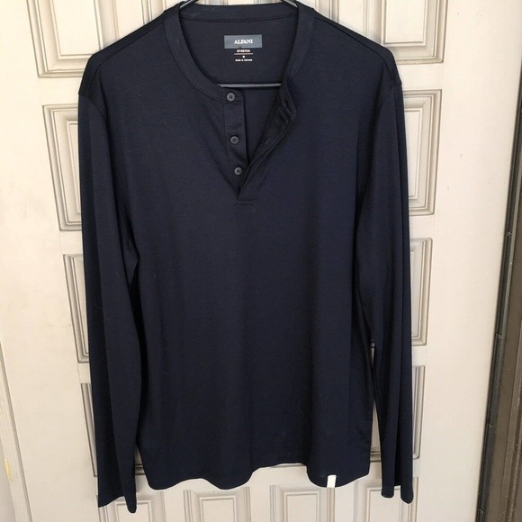 Alfani Men's Henley SzM Dk Blue Stretch NWOT Mint - Picture 1 of 13